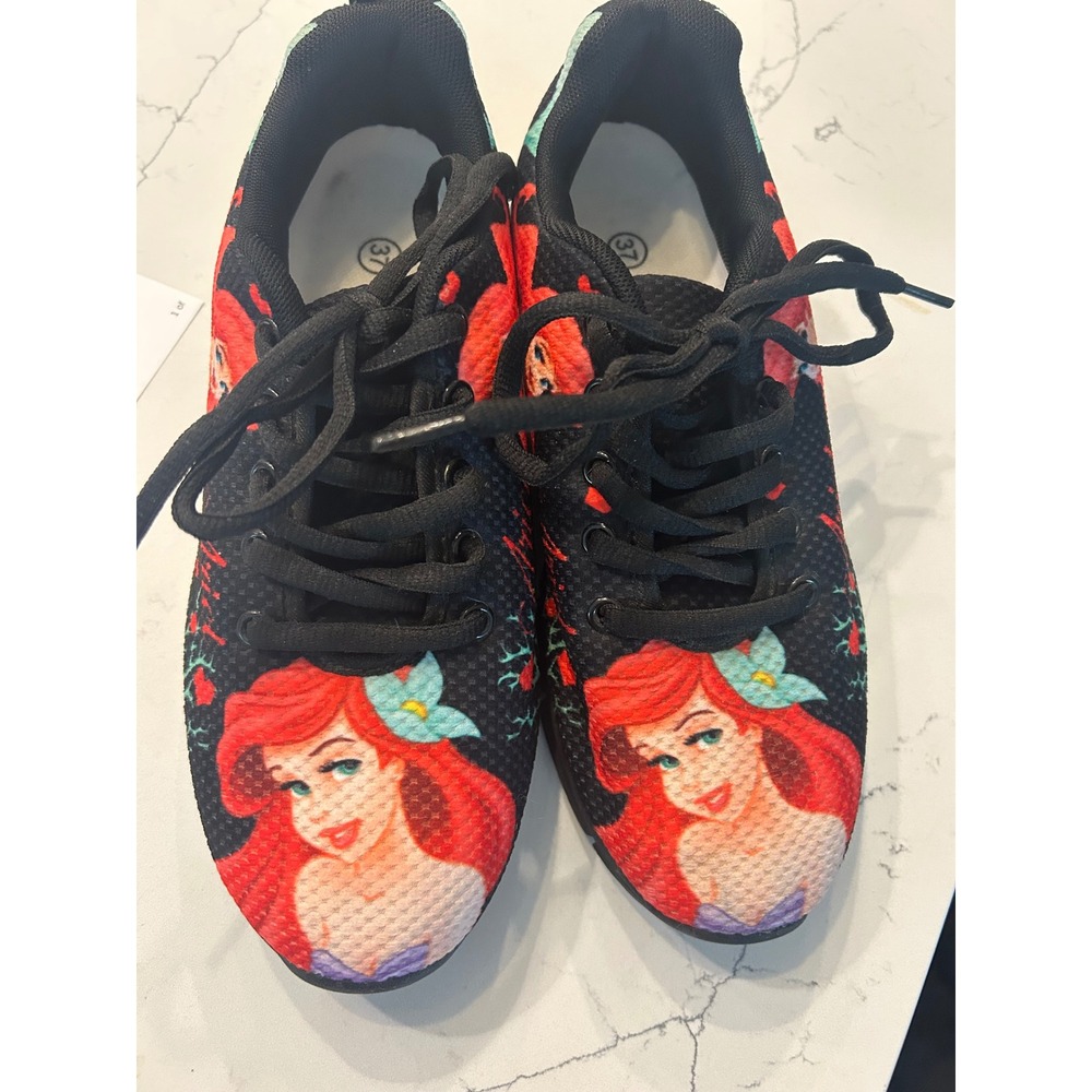 Disney Ariel The Little Mermaid Sneakers Black Ariel Print Lace Up Shoes 37